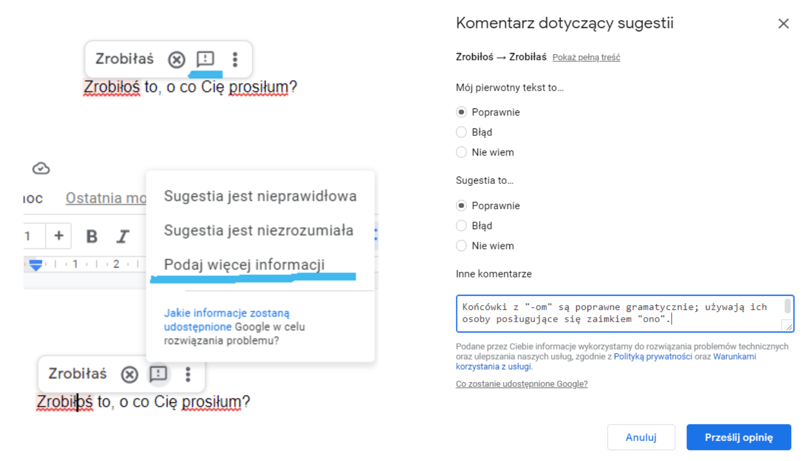 Screenshoty procesu opisanego powyżej